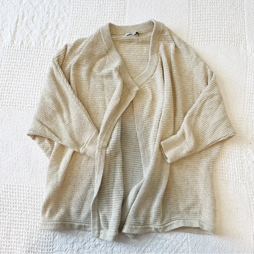 Madewell Seabank Open Front Knit Sweater Long Sleeve Cardigan Beige